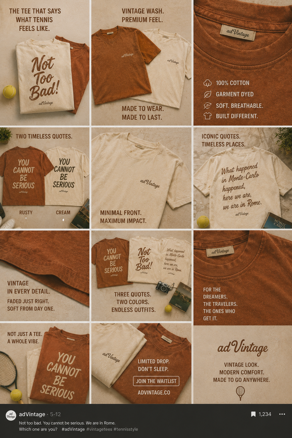 adVintage product social media promo grid